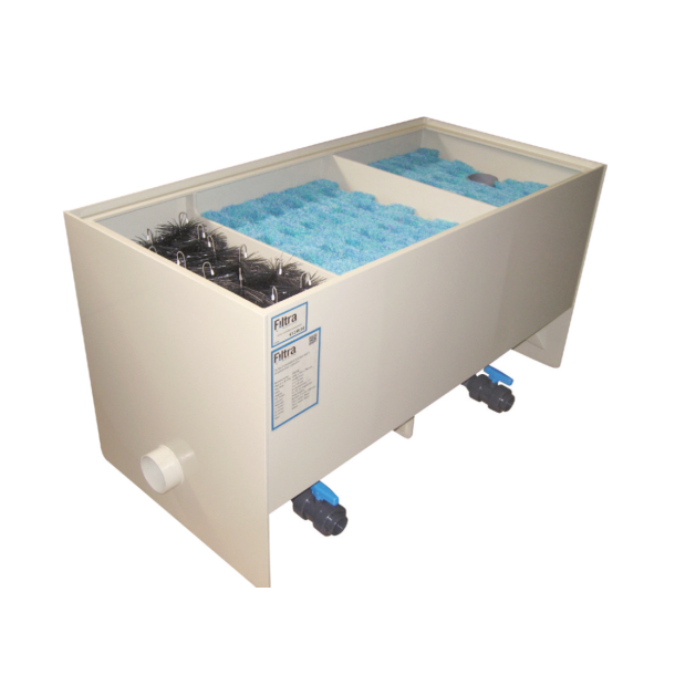 FILTRECO BIO FILTER 3-KAMMER MED 2 X JAPAN MTTER OG BRSTER (PUMPEFDT, GRAVITY)