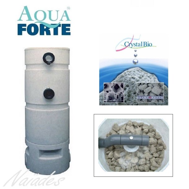 Aqua Forte Shower filter med krystal bio media Showerfiler m. 300 Micron Sieve + 50 Ltr Crystal biomedia
