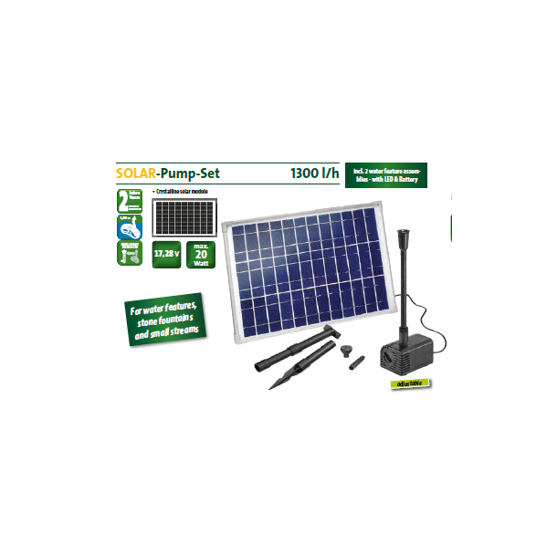 Solar Springvandspumpe set  1300 l/h