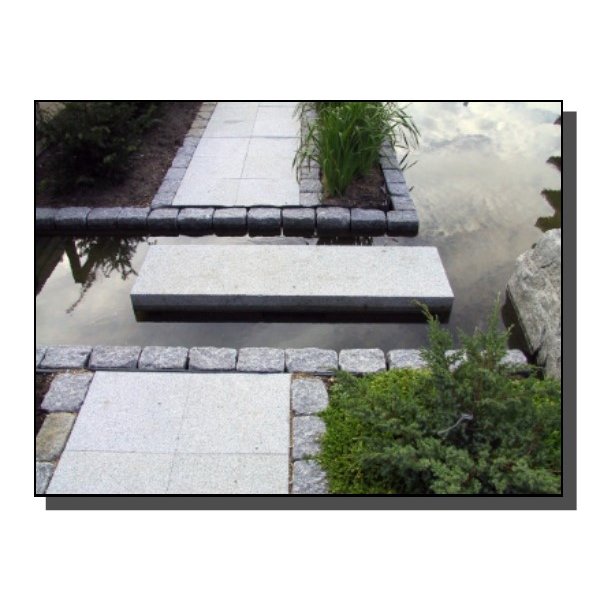 Trdesten i granit - firkantede Ishi Hashi Kakki gr 80x39,5xH10 cm