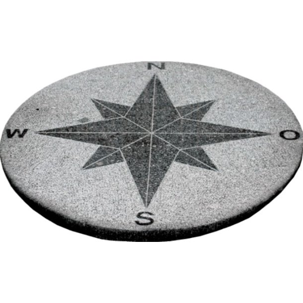 Kompasrose i granit - flise til nedlgning  50-H 5 cm. M. Gr