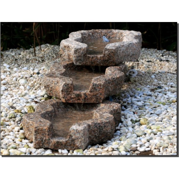 Vandfaldssten - rustik granit 3-delt st - 3 x 60*40 cm
