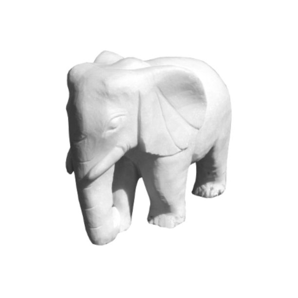 Zou elefant m. fod,hvid marmor - udstilling - brnehaver - Zoo L 70